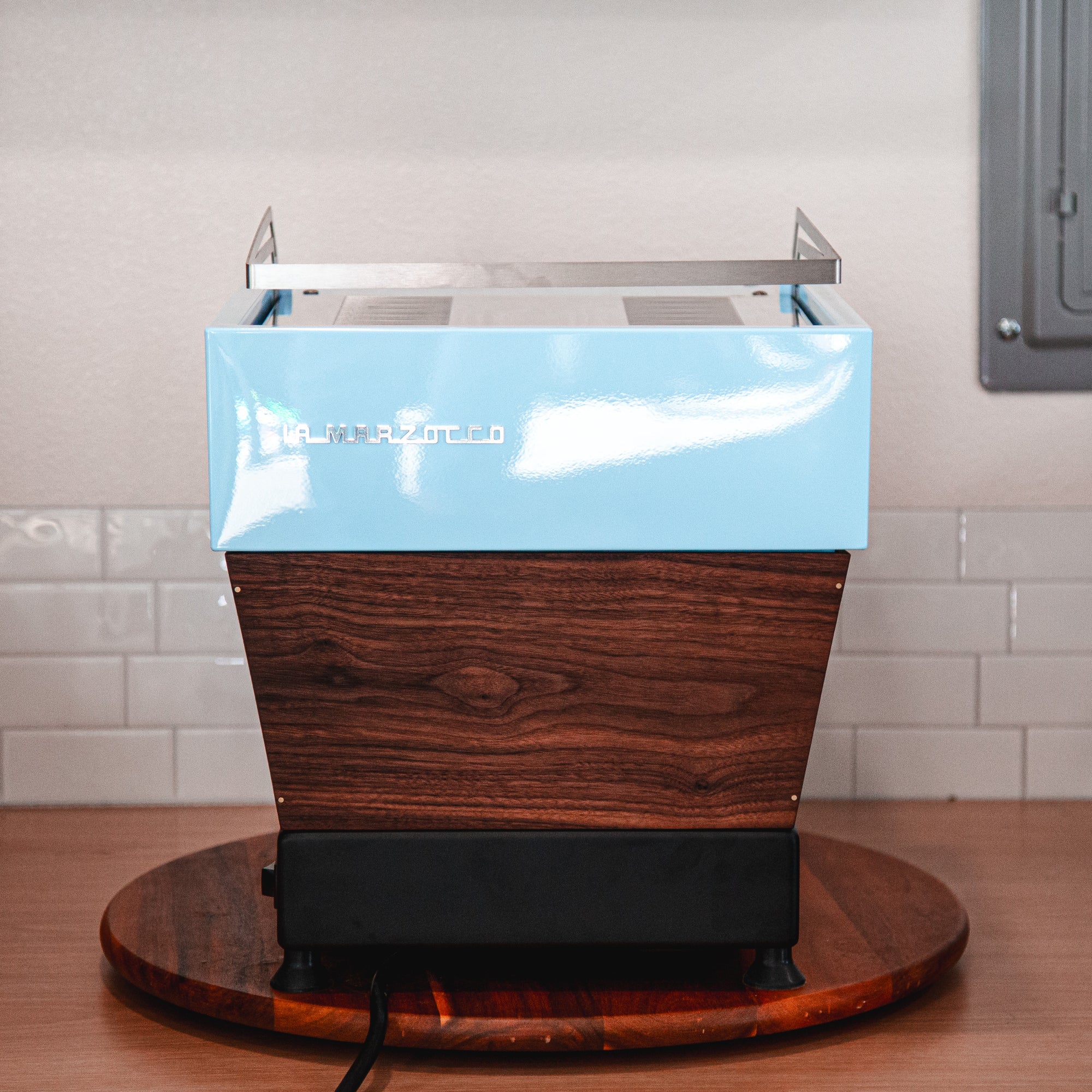 Rare Custom La Marzocco Linea Mini R - Blue and Walnut Espresso Machine