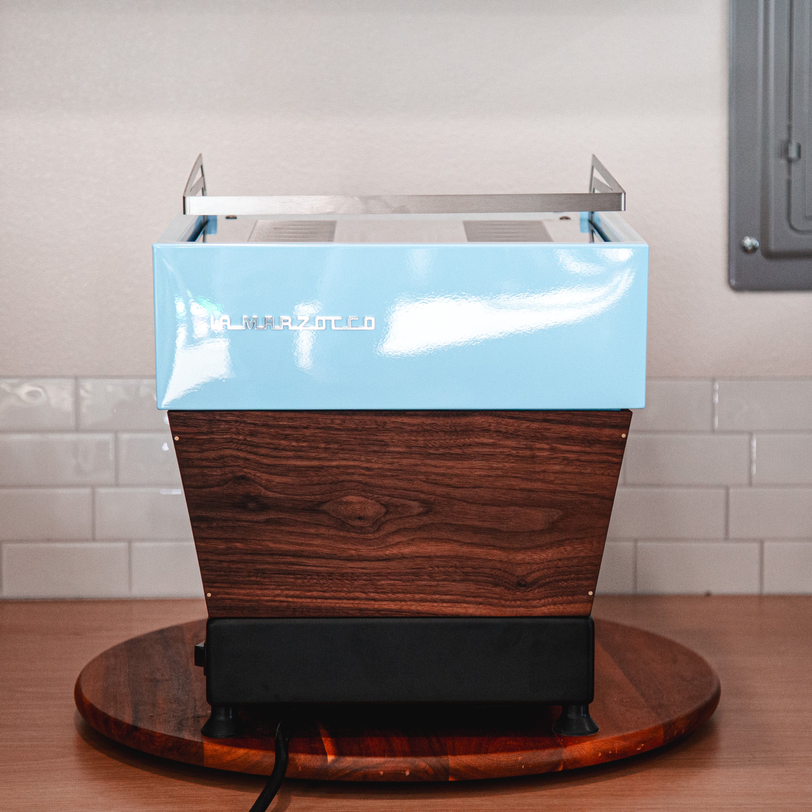 Rare Custom La Marzocco Linea Mini R - Blue and Walnut Espresso Machine